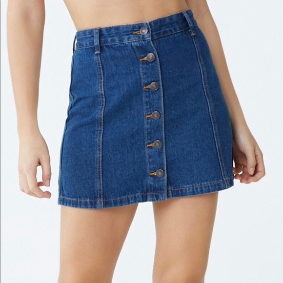 Forever 21 Dresses & Skirts - [F21] NWOT Front Button Jean Skirt
